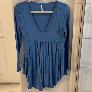Free People Birdie Henley in denim blue